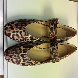 Soda Leopard Print Flats with Buckle